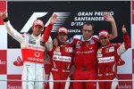 Felipe Massa (Ferrari) Fernando Alonso (Ferrari) Jenson Button (McLaren) Stefano Domenicali (Teamchef) 