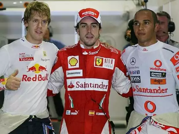 Titel-Bild zur News: Sebastian Vettel, Fernando Alonso und Lewis Hamilton
