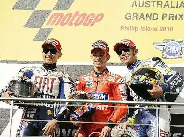 Jorge Lorenzo, Casey Stoner, Valentino Rossi Titel-Bild zur News: Jorge Lorenzo, Casey Stoner, Valentino Rossi