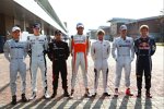 Die Deutschen in der Formel 1: Nico Rosberg (Mercedes), Nico Hülkenberg (Williams), Timo Glock (Virgin), Adrian Sutil (Force India), Nick Heidfeld (Sauber), Michael Schumacher (Mercedes) und Sebastian Vettel (Red Bull)
