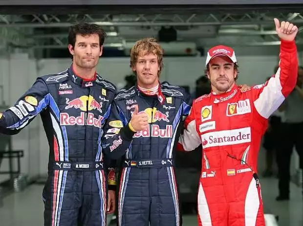 Titel-Bild zur News: Mark Webber, Sebastian Vettel und Fernando Alonso