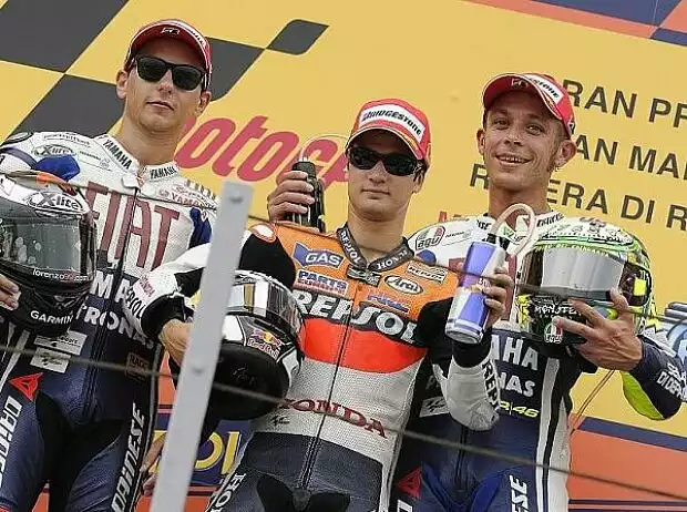 Jorge Lorenzo, Dani Pedrosa, Valentino Rossi Titel-Bild zur News: Jorge Lorenzo, Dani Pedrosa, Valentino Rossi