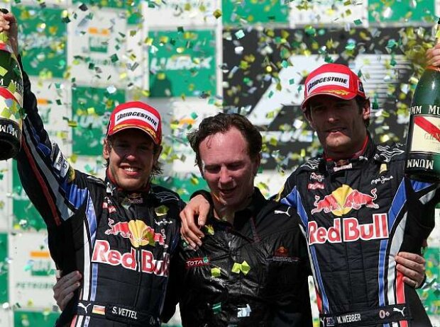 Titel-Bild zur News: Christian Horner (Teamchef), Sebastian Vettel, Mark Webber