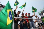 Brasilianer unter sich: Lucas di Grassi (Virgin), Rubens Barrichello (Williams), Felipe Massa (Ferrari) und Bruno Senna (HRT) 