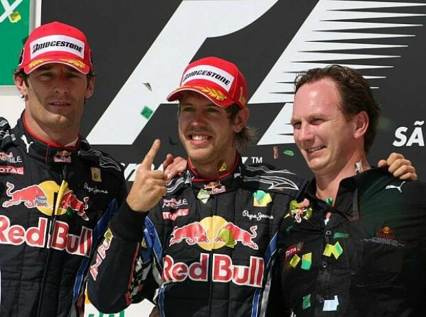 Titel-Bild zur News: Christian Horner (Teamchef), Sebastian Vettel, Mark Webber