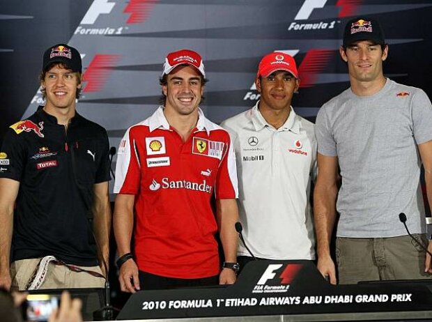 Titel-Bild zur News: Sebastian Vettel, Fernando Alonso, Lewis Hamilton und Mark Webber