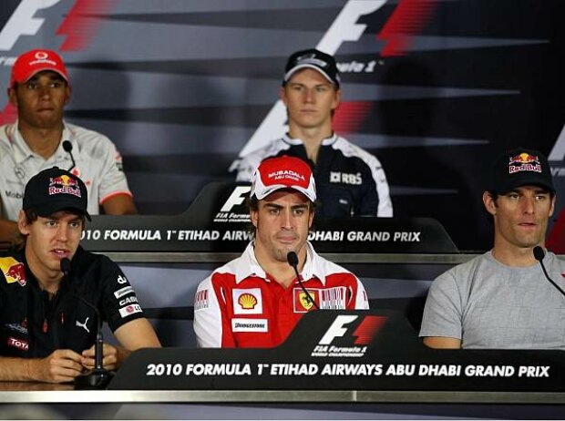 Fernando Alonso, Lewis Hamilton, Mark Webber, Sebastian Vettel, Nico Hülkenberg Fernando Alonso, Lewis Hamilton, Mark Webber, Sebastian Vettel, Nico Hülkenberg