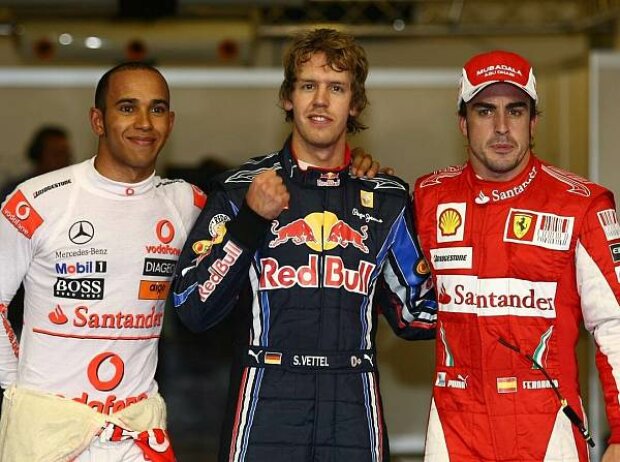 Titel-Bild zur News: Lewis Hamilton, Sebastian Vettel und Fernando Alonso