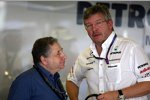 FIA-Präsident Jean Todt und Ross Brawn (Teamchef) 