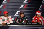 Lewis Hamilton (McLaren), Sebastian Vettel (Red Bull) und Fernando Alonso (Ferrari)