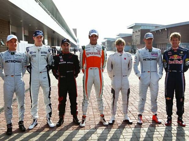 Titel-Bild zur News: Nico Rosberg, Nico Hülkenberg, Timo Glock, Adrian Sutil, Nick Heidfeld, Michael Schumacher und Sebastian Vettel