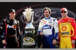 Vor dem Rennen:Denny Hamlin, Jimmie Johnson, Kevin Harvick und der Pokal