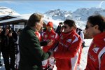 Luca di Montezemolo (Präsident), Fernando Alonso, Giancarlo Fisichella und Felipe Massa (Ferrari) 