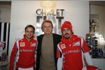 Felipe Massa, Luca di Montezemolo (Präsident) und Fernando Alonso (Ferrari) 