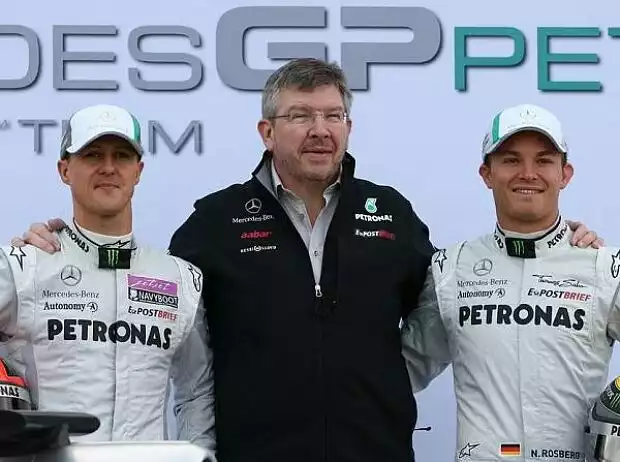 Nico Rosberg, Ross Brawn (Teamchef), Michael Schumacher Titel-Bild zur News: Nico Rosberg, Ross Brawn (Teamchef), Michael Schumacher