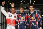 Lewis Hamilton (McLaren), Sebastian Vettel (Red Bull) und Mark Webber (Red Bull) 