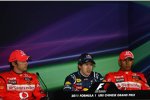 Jenson Button (McLaren), Sebastian Vettel (Red Bull) und Lewis Hamilton (McLaren) 