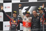 Sebastian Vettel (Red Bull), Lewis Hamilton (McLaren) und Mark Webber (Red Bull) 