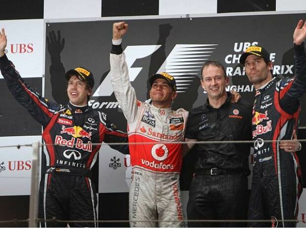 Titel-Bild zur News: Mark Webber, Lewis Hamilton, Sebastian Vettel