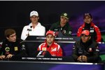 Oben: Adrian Sutil (Force India), Heikki Kovalainen (Lotus) und Timo Glock (Marussia-Virgin); unten: Witali Petrow (Renault), Felipe Massa (Ferrari) und Lewis Hamilton (McLaren) 
