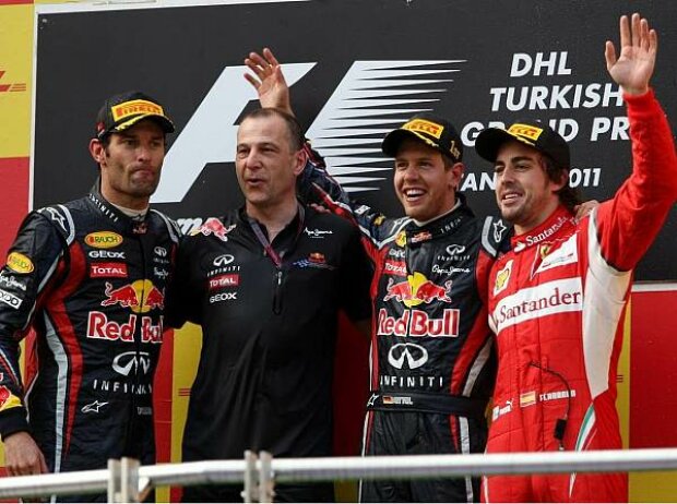 Titel-Bild zur News: Mark Webber, Sebastian Vettel und Fernando Alonso