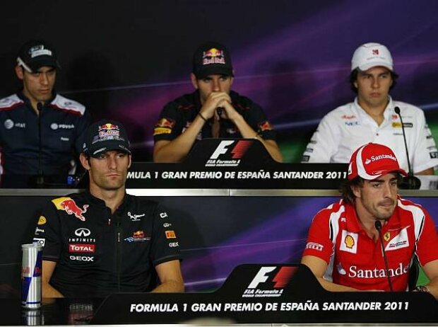 Titel-Bild zur News: Sergio Perez, Fernando Alonso, Jaime Alguersuari, Mark Webber, Pastor Maldonado