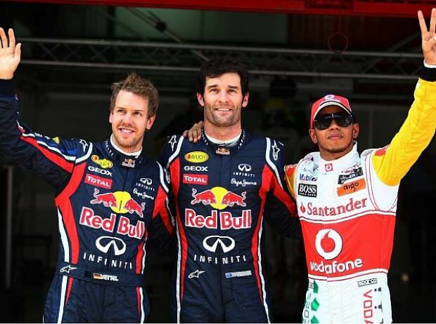 Titel-Bild zur News: Sebastian Vettel, Mark Webber und Lewis Hamilton
