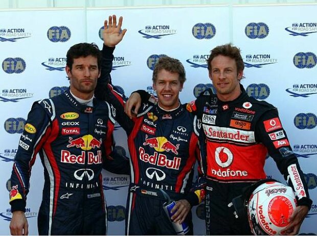 Mark Webber, Sebastian Vettel, Jenson Button Mark Webber, Sebastian Vettel, Jenson Button