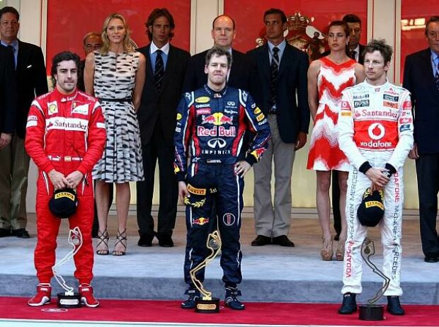 Fernando Alonso, Sebastian Vettel, Jenson Button Fernando Alonso, Sebastian Vettel, Jenson Button