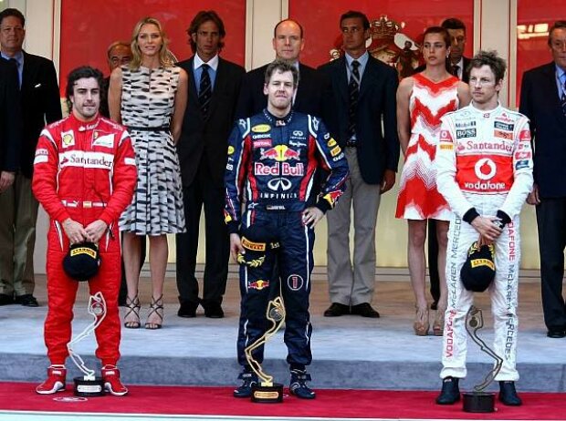 Titel-Bild zur News: Fernando Alonso, Sebastian Vettel, Jenson Button