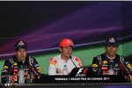Sebastian Vettel (Red Bull), Jenson Button (McLaren) und Mark Webber (Red Bull) 