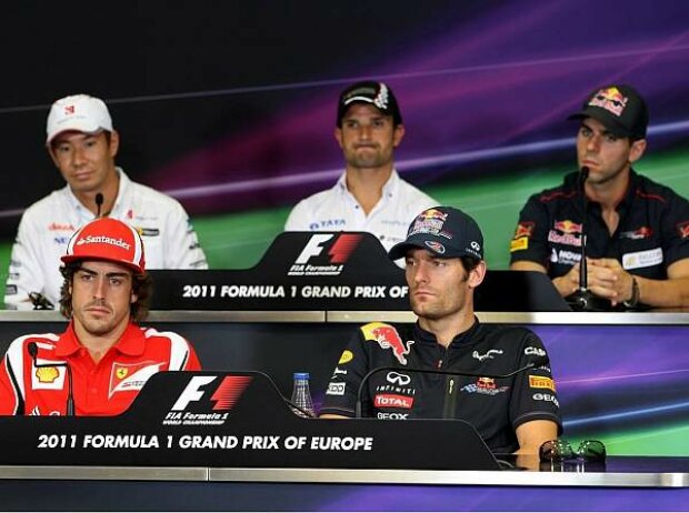 Titel-Bild zur News: Jaime Alguersuari, Vitantonio Liuzzi, Mark Webber, Kamui Kobayashi, Fernando Alonso