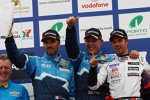 Robert Huff (Chevrolet), Yvan Muller (Chevrolet) und Tiago Monteiro (Sunred) 