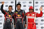 Sebastian Vettel (Red Bull), Mark Webber (Red Bull) und Fernando Alonso (Ferrari) 