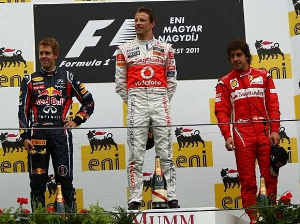 Titel-Bild zur News: Sebastian Vettel, Jenson Button, Fernando Alonso