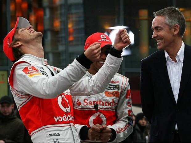 Jenson Button, Lewis Hamilton und Martin Whitmarsh