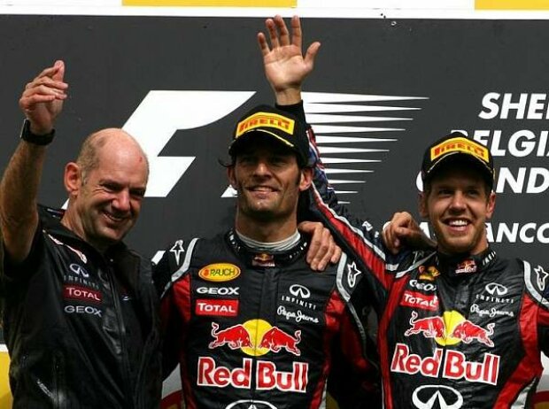 Sebastian Vettel, Mark Webber, Adrian Newey (Technischer Direktor)