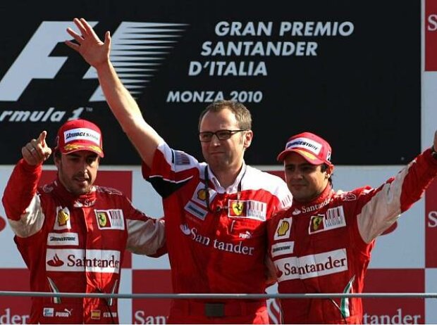 Felipe Massa, Fernando Alonso, Stefano Domenicali (Teamchef) Felipe Massa, Fernando Alonso, Stefano Domenicali (Teamchef)