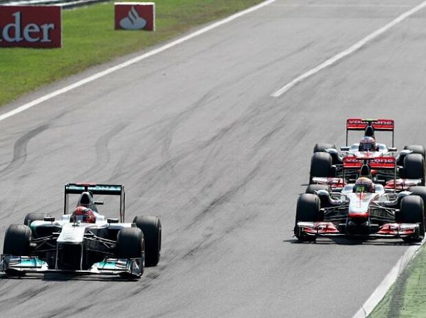 Titel-Bild zur News: Michael Schumacher, Lewis Hamilton, Jenson Button