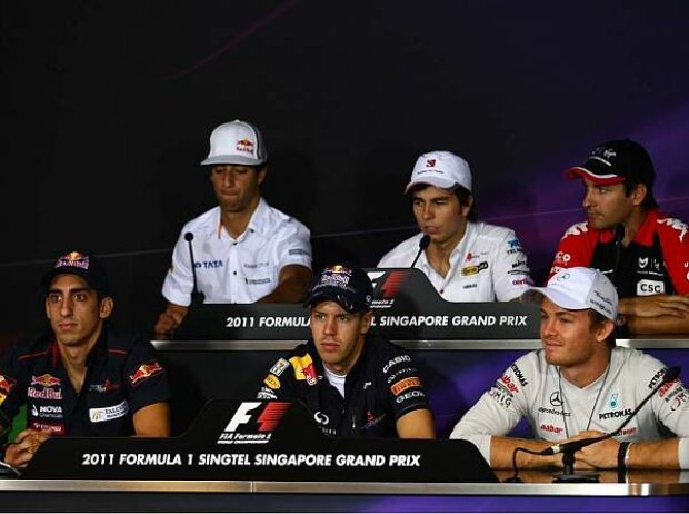 Titel-Bild zur News: Nico Rosberg, Sebastian Vettel, Sebastien Buemi, Timo Glock, Sergio Perez, Daniel Ricciardo