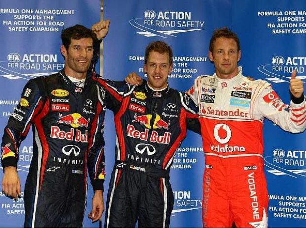 Titel-Bild zur News: Mark Webber, Sebastian Vettel, Jenson Button
