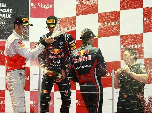 Titel-Bild zur News: Jenson Button, Sebastian Vettel, Mark Webber