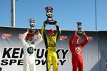 Das Kentucky-Podium: Ed Carpenter (1.), Dario Franchitti (2.), Scott Dixon (3.)