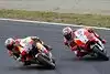 Bild zum Inhalt: Stoner vs. Hayden: Hartes Manöver in Motegi