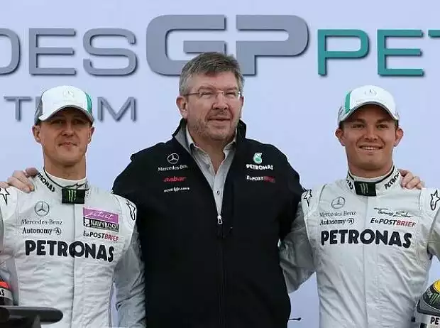 Michael Schumacher, Ross Brawn und Nico Rosberg Titel-Bild zur News: Michael Schumacher, Ross Brawn und Nico Rosberg