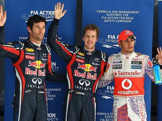 Titel-Bild zur News: Lewis Hamilton, Sebastian Vettel, Mark Webber