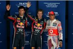 Mark Webber (Red Bull) Sebastian Vettel (Red Bull) Lewis Hamilton (McLaren) 