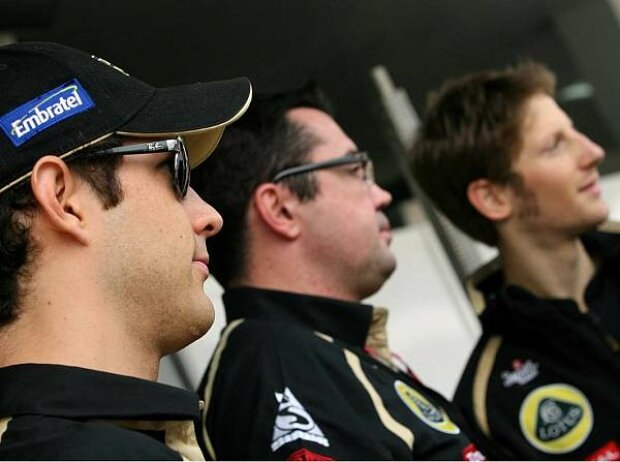 Titel-Bild zur News: Romain Grosjean, Eric Boullier, Bruno Senna