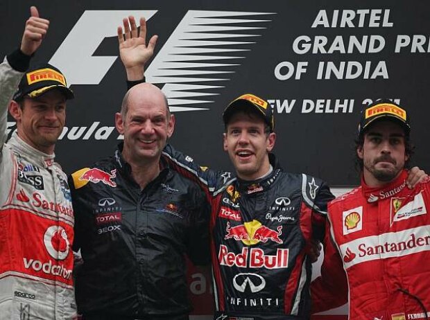 Titel-Bild zur News: Jenson Button, Adrian Newey, Sebastian Vettel und Fernando Alonso