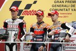 Ben Spies (Yamaha), Casey Stoner (Honda) und Andrea Dovizioso (Honda)